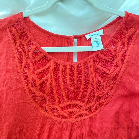 Sundance Red Easy Elegance Shirred Tank Size XL - Picture 3 of 4